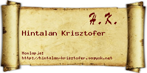 Hintalan Krisztofer névjegykártya